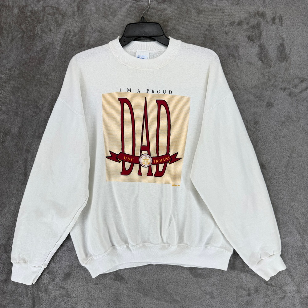 Vintage 1990 Tultex USC Trojans Dad Sweatshirt White Mens Large‎ Made in USA